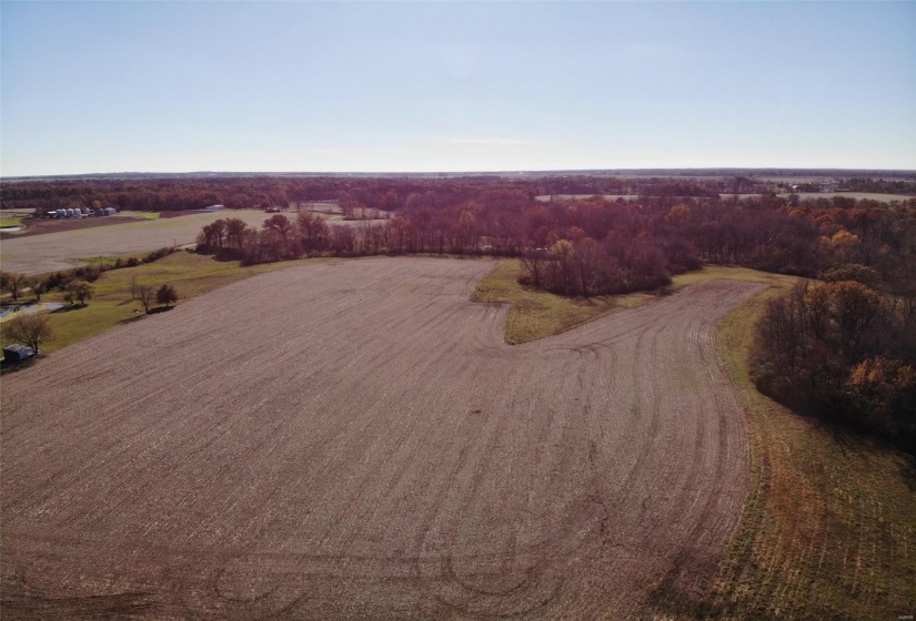 Birds eye view of property with a rural view